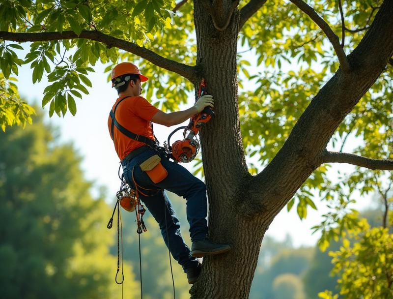 Élagage d'arbres par un élagueur grimpeur professionnel à Grenoble